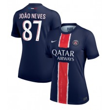 Paris Saint-Germain Joao Neves #87 Hjemmedrakt Kvinner 2024-25 Kortermet